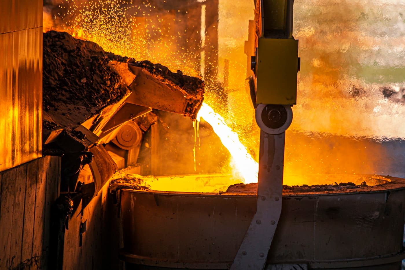 Molten metal pouring in a foundry